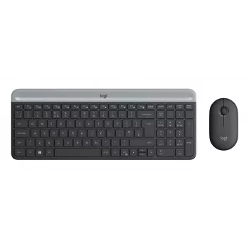 LOGITECH Schlankes kabelloses Tastatur- und Maus-Set MK470 - Graphit - AZERTY Belgisch