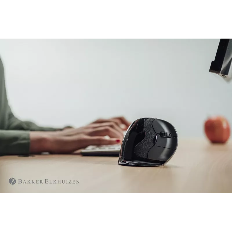 BakkerElkhuizen Evoluent D Medium Wireless, rechtshändig, vertikales Design, Laser, RF Wireless, 3200 DPI, Schwarz