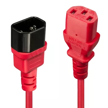 Lindy 0,5 m IEC-Verlängerungskabel, Rot, 0,5 m, C14-Kupplung, C13-Kupplung