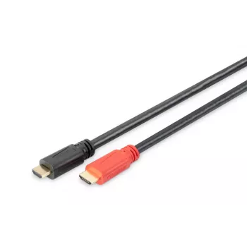 DIGITUS HDMI High Speed Verbindungskabel, Typ A, m. Verst. M/M, 30 m Full HD, CE, Gold Schwarz