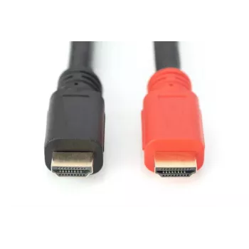 DIGITUS HDMI High Speed Verbindungskabel, Typ A, m. Verst. M/M, 30 m Full HD, CE, Gold Schwarz