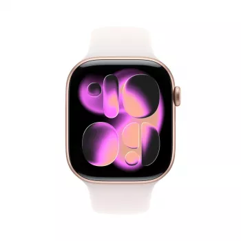 APPLE Watch Series 11 GPS 46mm Roségold Aluminiumgehäuse mit hellblauem Sportarmband S/M