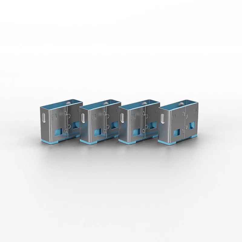 Lindy 40452 USB Typ-A Portblocker-Set, 4 Schlösser mit Schlüssel, Blau