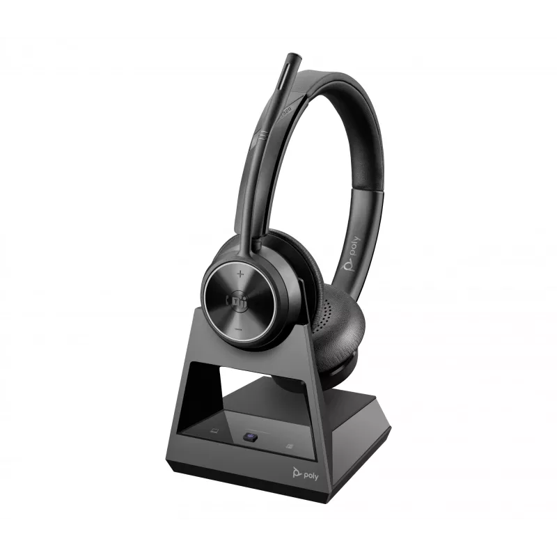 HP Poly Savi 7320 UC 8L553AA DECT-Headset, Stereo, On-Ear, kabellos, für Microsoft Teams zertifiziert, Schwarz
