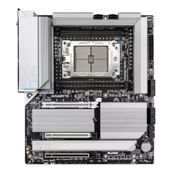 GIGABYTE TRX50 AERO D Motherboard - Unterstützt AMD Ryzen Threadripper 9000 Series CPUs, 16+8+4 Phasen Digital VRM, bis zu 7800 MHz DDR5 (OC), 3xPCIe 5.0 + 1xPCIe 4.0 M.2, Wi-Fi 7, 10GbE LAN, USB4