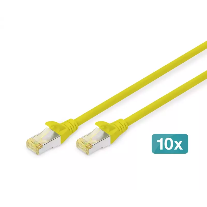 DIGITUS Patchkabel - CAT6a - S/FTP - Snagless - 1m - gelb - 10er-Pack