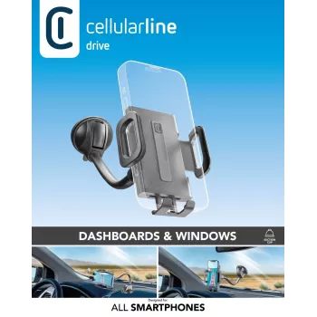 Cellularline Hug Flexi - Universaler Auto-Smartphonehalter mit Saugnapfbefestigung