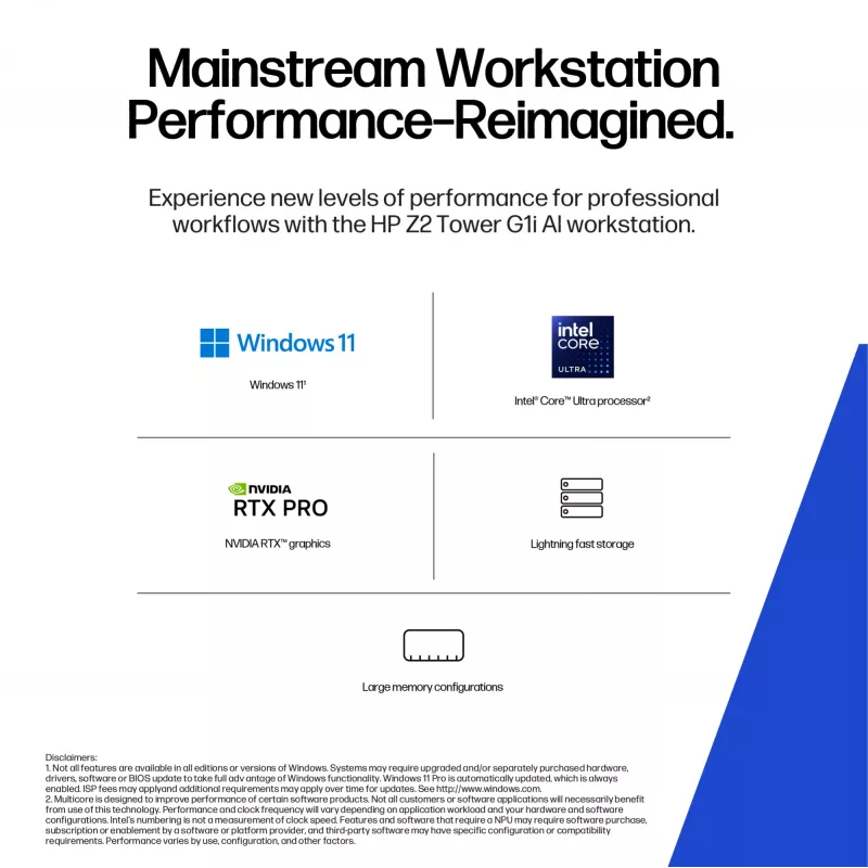 HP Z2 Tower G1i Intel Core Ultra 9 285K 64 GB DDR5-SDRAM 2 TB SSD NVIDIA RTX 2000 Ada Windows 11 Pro Workstation AI Workstation, AI PC Schwarz