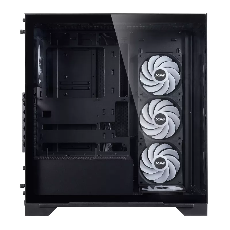 XPG Invader X BTF Midi-Tower-PC-Gehäuse, ATX/Micro-ATX/Mini-ITX, Hartglas, 5x 120-mm-ARGB-Lüfter, USB-C, ohne Netzteil, Schwarz