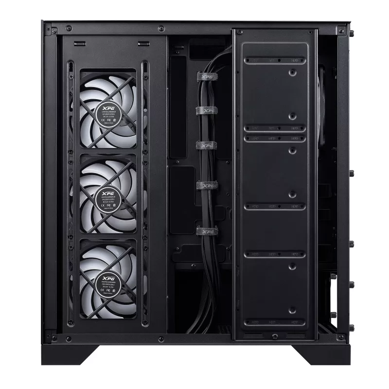 XPG Invader X BTF Midi-Tower-PC-Gehäuse, ATX/Micro-ATX/Mini-ITX, Hartglas, 5x 120-mm-ARGB-Lüfter, USB-C, ohne Netzteil, Schwarz