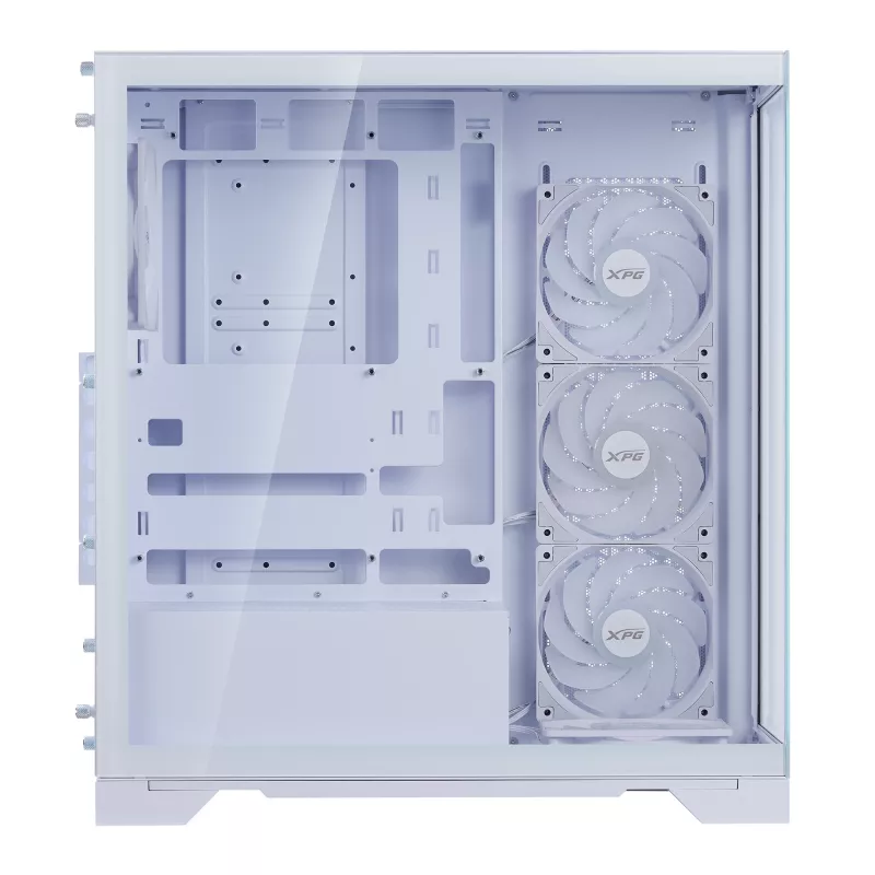 XPG Invader X BTF Midi-Tower-PC-Gehäuse, ATX/Micro-ATX/Mini-ITX, transparentes Seitenteil, 5x 120-mm-ARGB-Lüfter, USB-C, ohne Netzteil, Weiß
