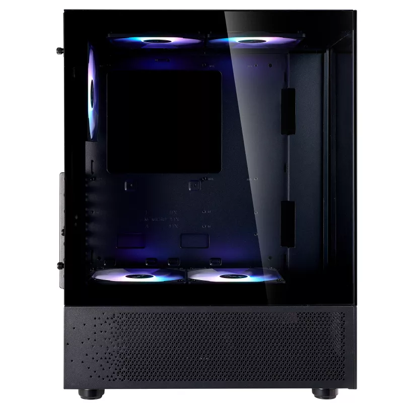 XPG Invader X Mini Midi-Tower-PC-Gehäuse, ATX/Micro-ATX/Mini-ITX, Hartglas, 5x 120-mm-ARGB-Lüfter, USB-C, ohne Netzteil, Schwarz