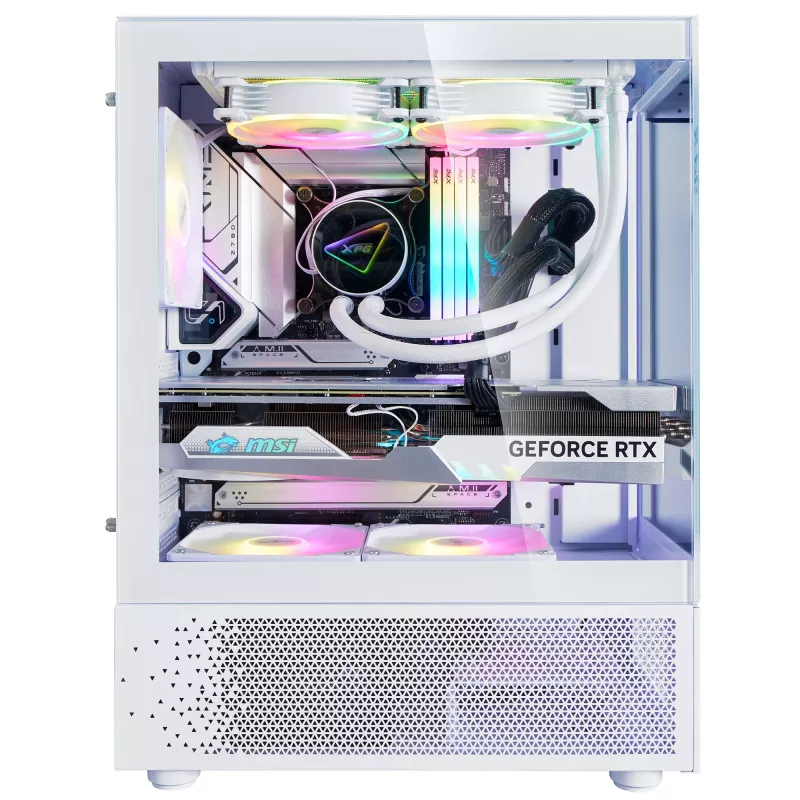 XPG Invader X Mini Midi-Tower-PC-Gehäuse, ATX/Micro-ATX/Mini-ITX, Glasseitenteile, 5x 120-mm-ARGB-Lüfter, USB-C, ohne Netzteil, Weiß
