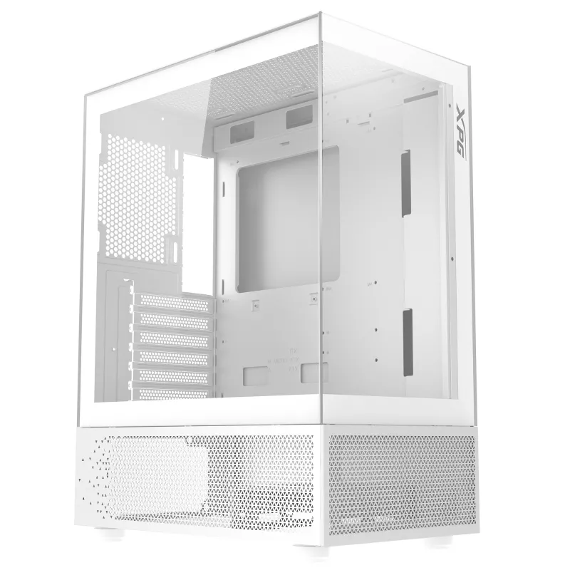 XPG Invader X Mini Midi-Tower-PC-Gehäuse, ATX/Micro-ATX/Mini-ITX, Glasseitenteile, 5x 120-mm-ARGB-Lüfter, USB-C, ohne Netzteil, Weiß