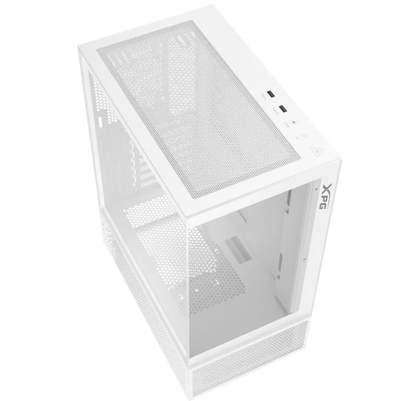 XPG Invader X Mini Midi-Tower-PC-Gehäuse, ATX/Micro-ATX/Mini-ITX, Glasseitenteile, 5x 120-mm-ARGB-Lüfter, USB-C, ohne Netzteil, Weiß
