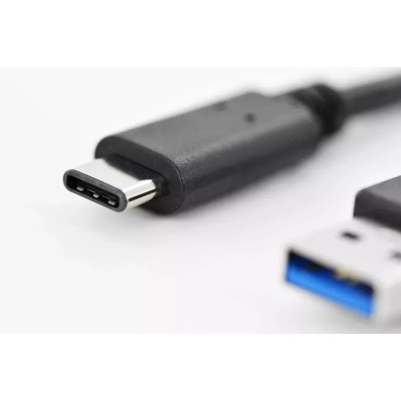DIGITUS ASSMANN USB Type-C Verbindungskabel, Typ C auf A M/M, 1m Super Speed Schwarz