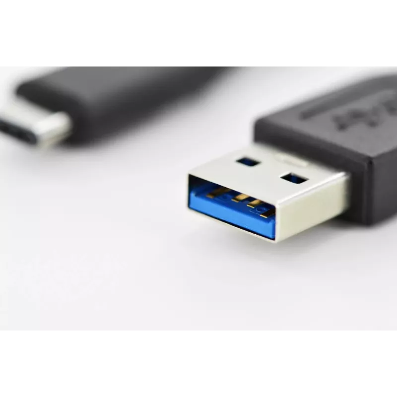DIGITUS ASSMANN USB Type-C Verbindungskabel, Typ C auf A M/M, 1m Super Speed Schwarz