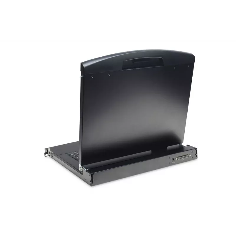 DIGITUS Modularized 43,2 cm (17 Zoll) TFT-Konsole mit 8-Port-KVM, RAL 9005 schwarz – Qwertz, US