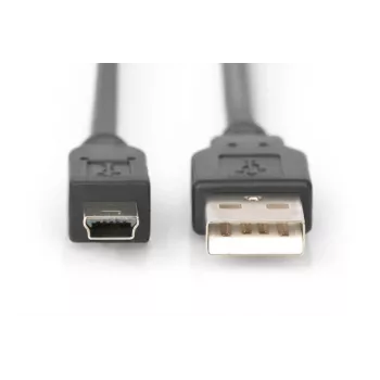 DIGITUS USB 2.0 Anschlusskabel, Typ A - Mini B (5-polig) M/M, 3m, USB 2.0 konform, schwarz