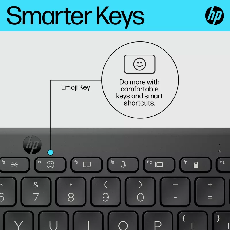 Kompakte Bluetooth-Tastatur HP 355 – kabellose mechanische Tasten, schwarz, 0,34 kg