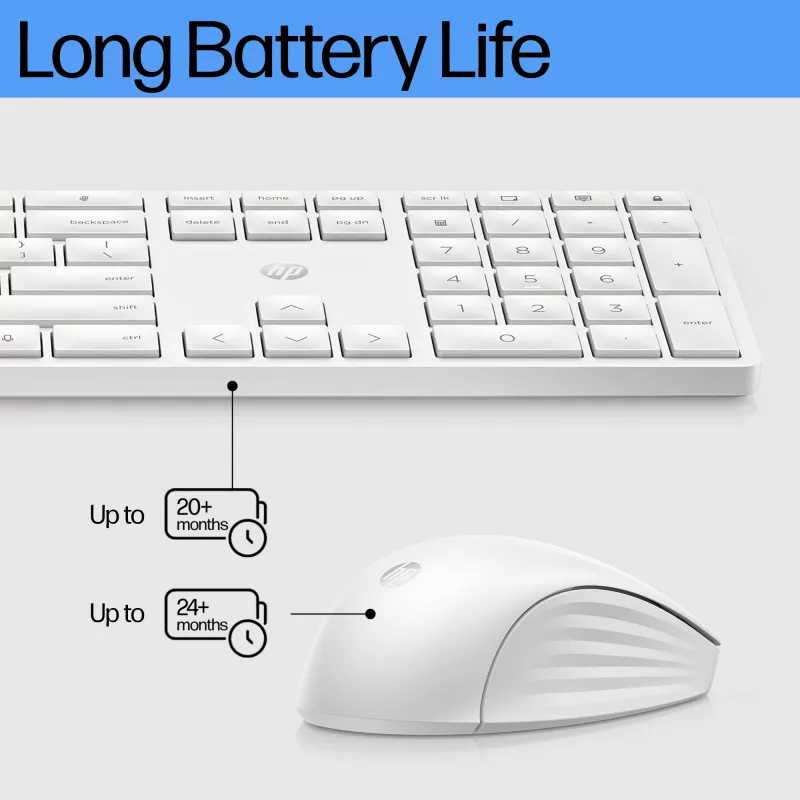 Drahtloses Tastatur- und Maus-Set HP 655 Vollformat Weiß