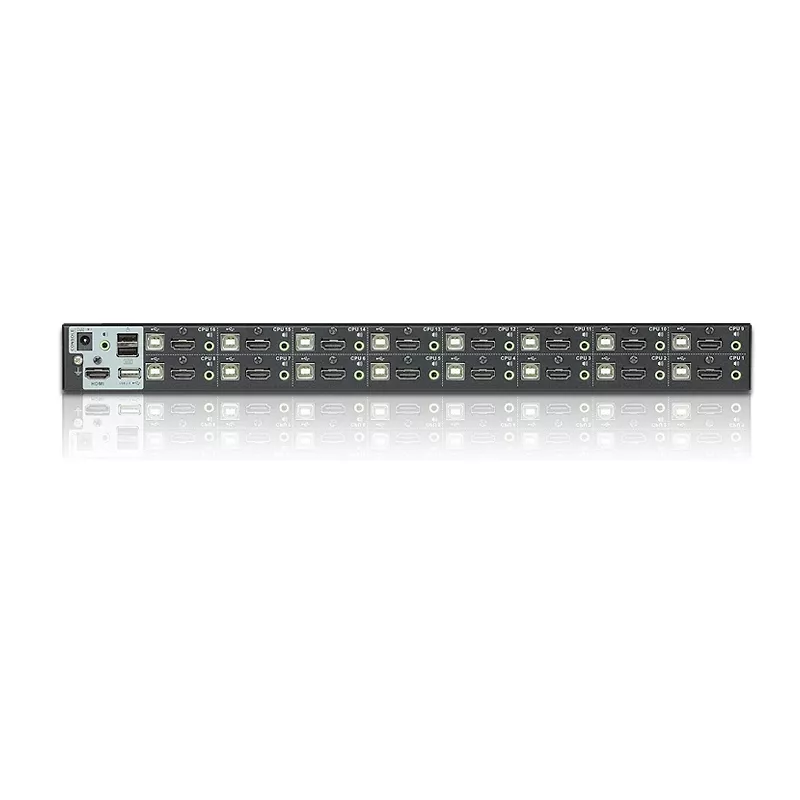 ATEN CS17916-AT-G 16-Port USB-HDMI-KVM-Switch mit Audio, 2-Port-USB-2.0-Hub, 1920x1200@60Hz, kaskadierbar bis 256 Computer, Schwarz