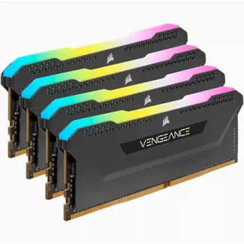 CORSAIR Arbeitsspeicher 64GB DDR4 (4 x 16GB) DRAM 3200MHz C16 Speicherkit Vengeance RGB Pro SL Schwarz