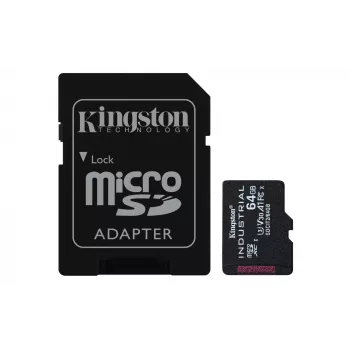 Kingston Technology 64 GB microSDXC Industrial C10 A1 pSLC Karte + SD-Adapter