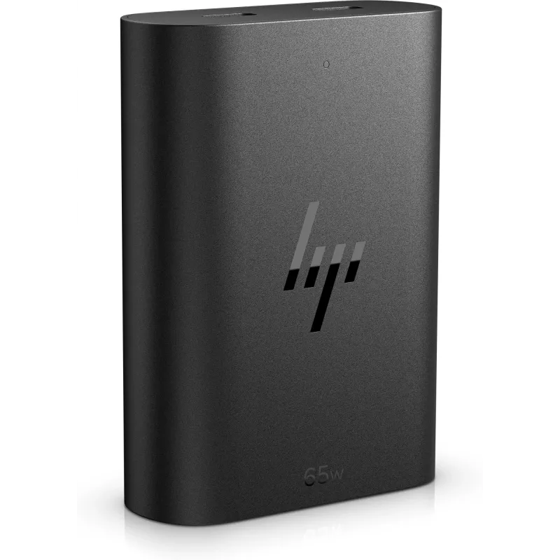 HP 600Q7AA 65-W-GaN-USB-C-Laptop-Ladegerät, 2× USB-C, 20 V, Schwarz