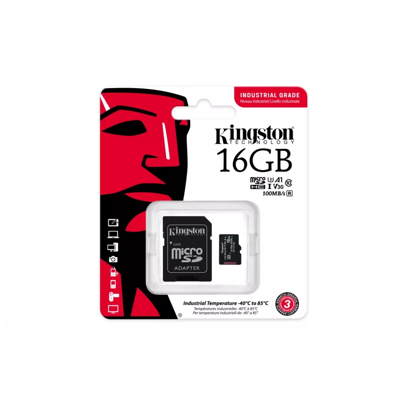 Kingston Technology 16GB microSDHC Industrial C10 A1 pSLC Karte + SD-Adapter