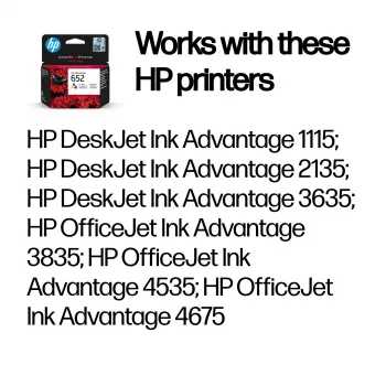HP 652 Tri-color Original Ink Advantage Druckerpatrone, Cyan, Magenta, Gelb, 1 Stk., 200 Seiten