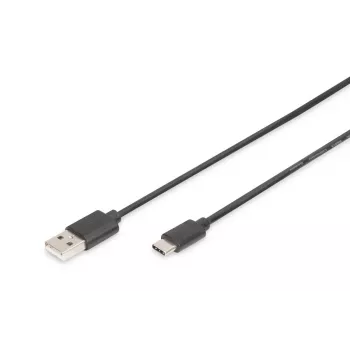 DIGITUS ASSMANN USB Typ-C Verbindungskabel, Typ C auf A M/M, 1m 3A, 480MB, Version 2.0, schwarz