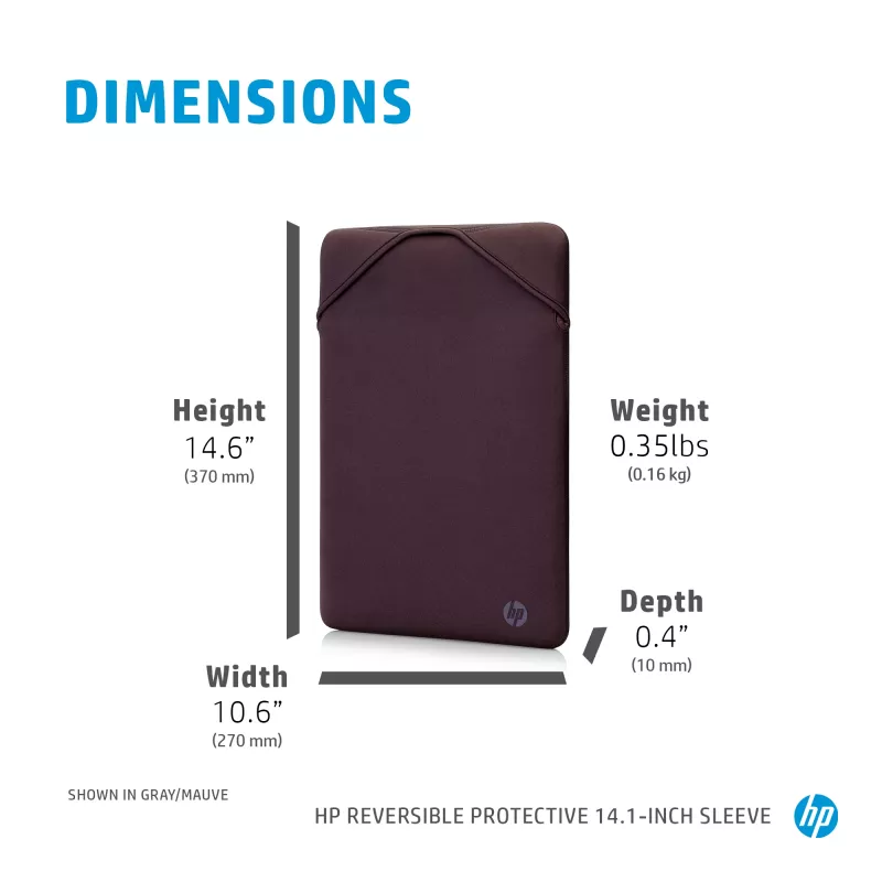 HP Reversible Protective 14,1-Zoll Silber Laptop-Hülle, Sleeve-Tasche, 160 g