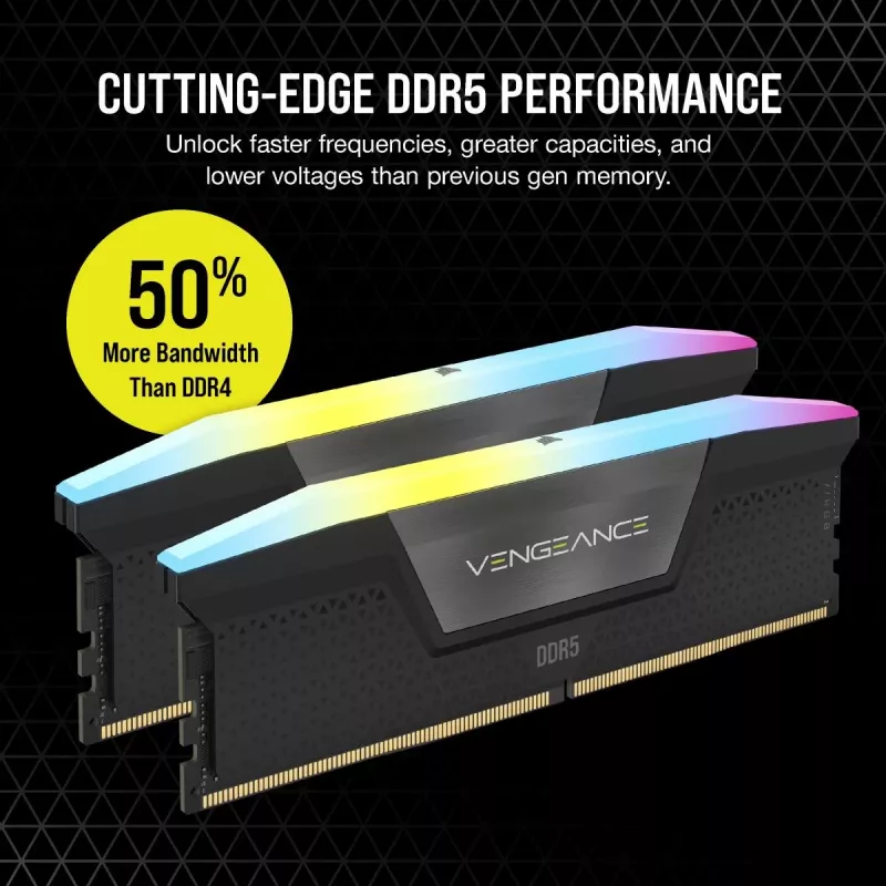 Corsair Vengeance RGB 32 GB (2x16 GB) DDR5-6000 CL38 Arbeitsspeicher-Kit, Schwarz