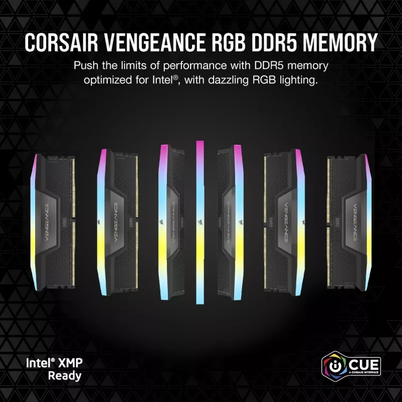 Corsair Vengeance RGB 32 GB (2x16 GB) DDR5-6000 CL38 Arbeitsspeicher-Kit, Schwarz