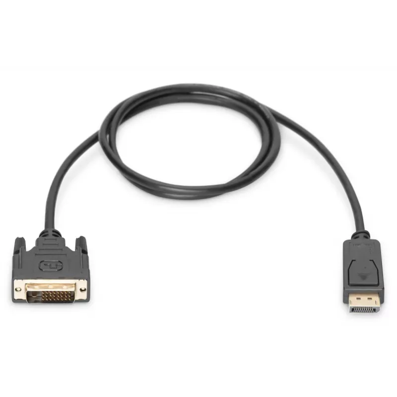 DIGITUS DisplayPort-Adapterkabel, DP - DVI (24+1) M/M, 2 m mit Verriegelung, DP 1.2 kompatibel, CE Schwarz