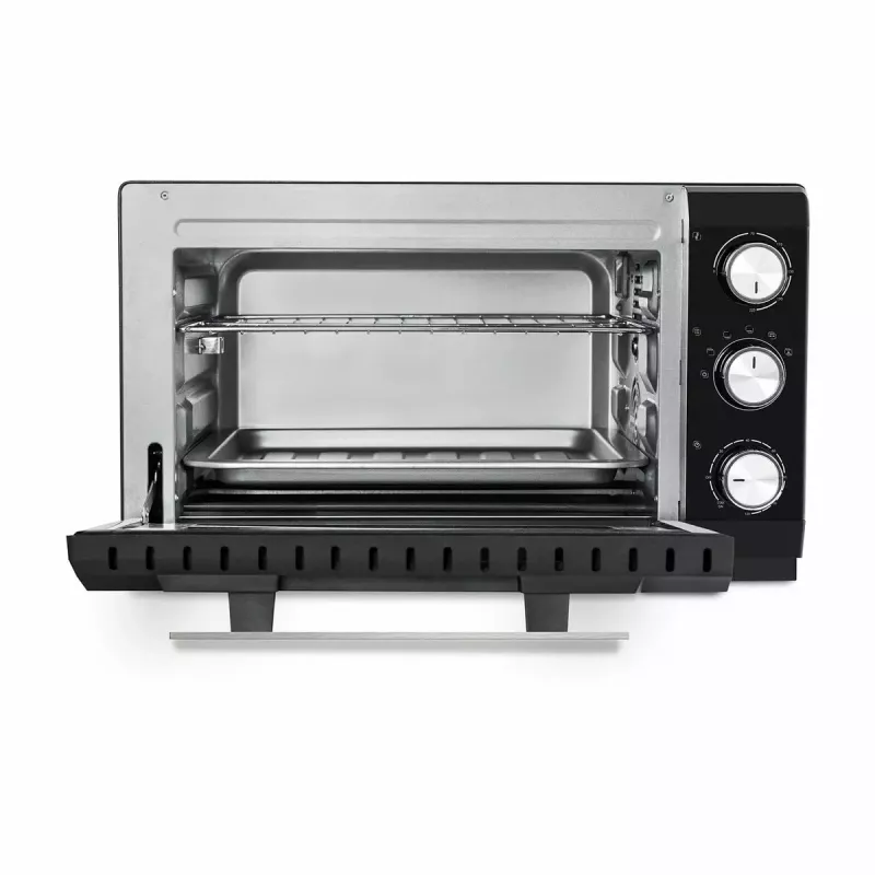 Caso TO 20 Design-Oven elektrischer Mini-Backofen, 20 l, 1500 W, Umluft, Drehspieß, Timer, bis 230 °C, Cool-Touch-Gehäuse, Schwarz