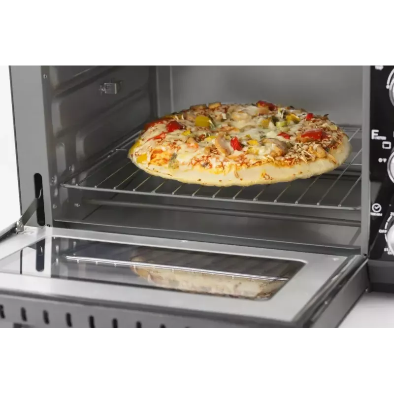 Caso TO 20 Design-Oven elektrischer Mini-Backofen, 20 l, 1500 W, Umluft, Drehspieß, Timer, bis 230 °C, Cool-Touch-Gehäuse, Schwarz