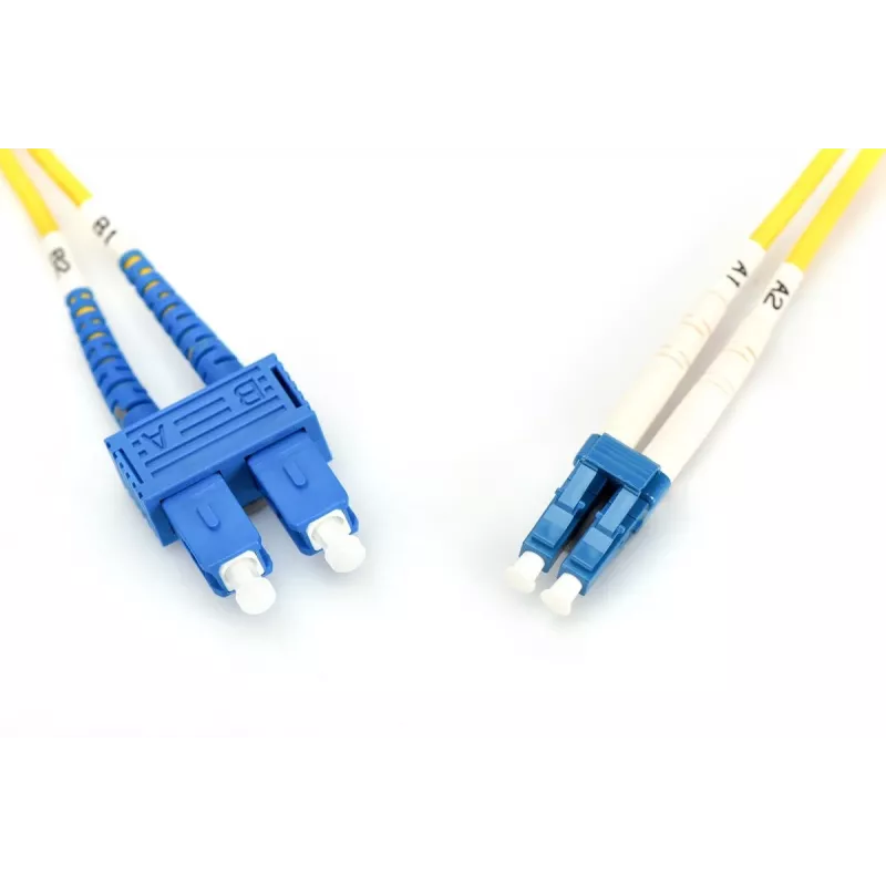 DIGITUS Glasfaser-Patchkabel, LC auf SC OS2, Singlemode 09/125 µ, Duplex, Länge 2 m