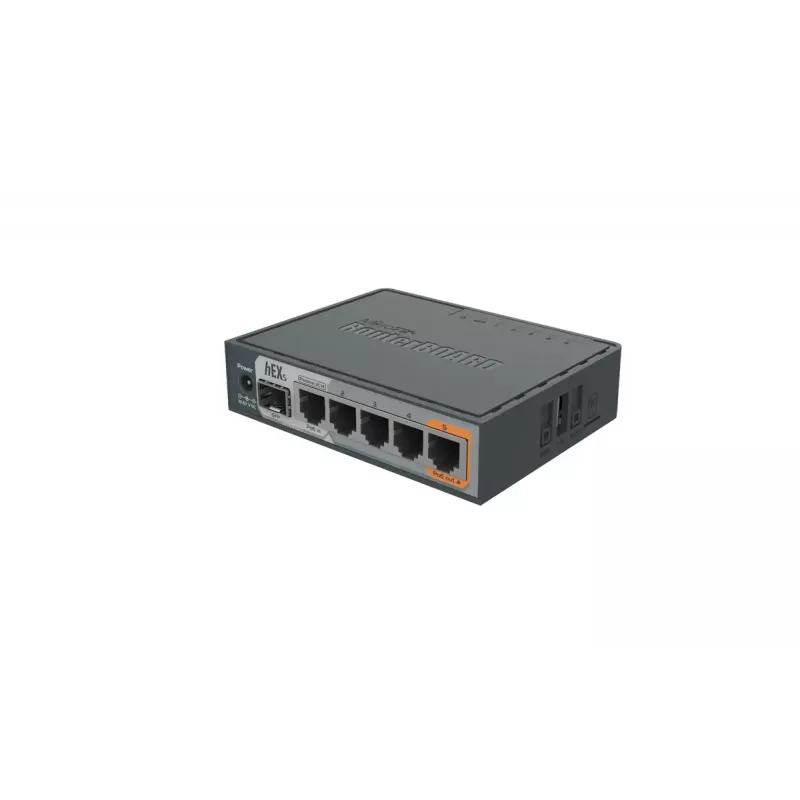 MikroTik RB760iGS hEX S kabelgebundener Router, 5x Gigabit RJ45, 1x SFP, 1x USB 2.0, PoE-Ausgang, Schwarz