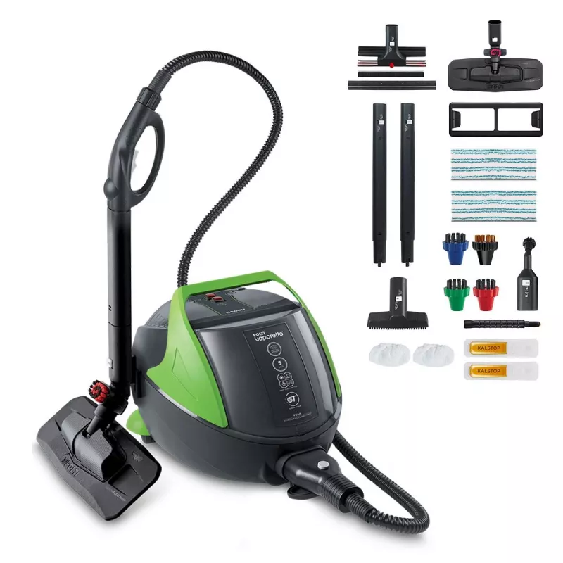 Polti Vaporetto Pro 95_Turbo Flexi Zylinder-Dampfreiniger 1100 W Schwarz, Grün