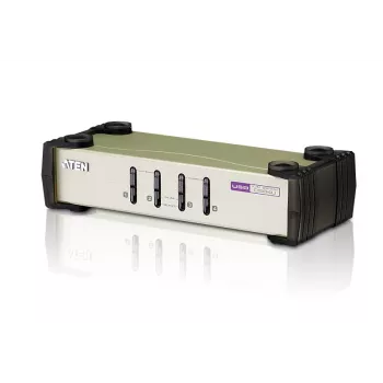 ATEN 4-Port USB - PS/2 VGA KVM Switch (KVM Kabel enthalten), 2048 x 1536 Pixel, QXGA, 0,45 W, Schwarz, Grau