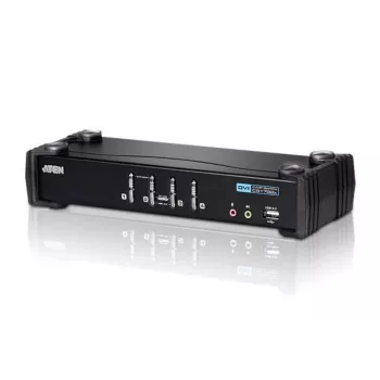 ATEN 4-Port USB DVI KVM-Switch mit Audio & USB 2.0 Hub (KVM-Kabel im Lieferumfang)