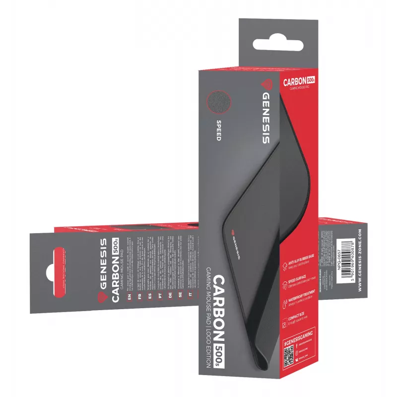 Genesis Carbon 500 S Logo Gaming-Mauspad, 210 x 250 mm, schwarz