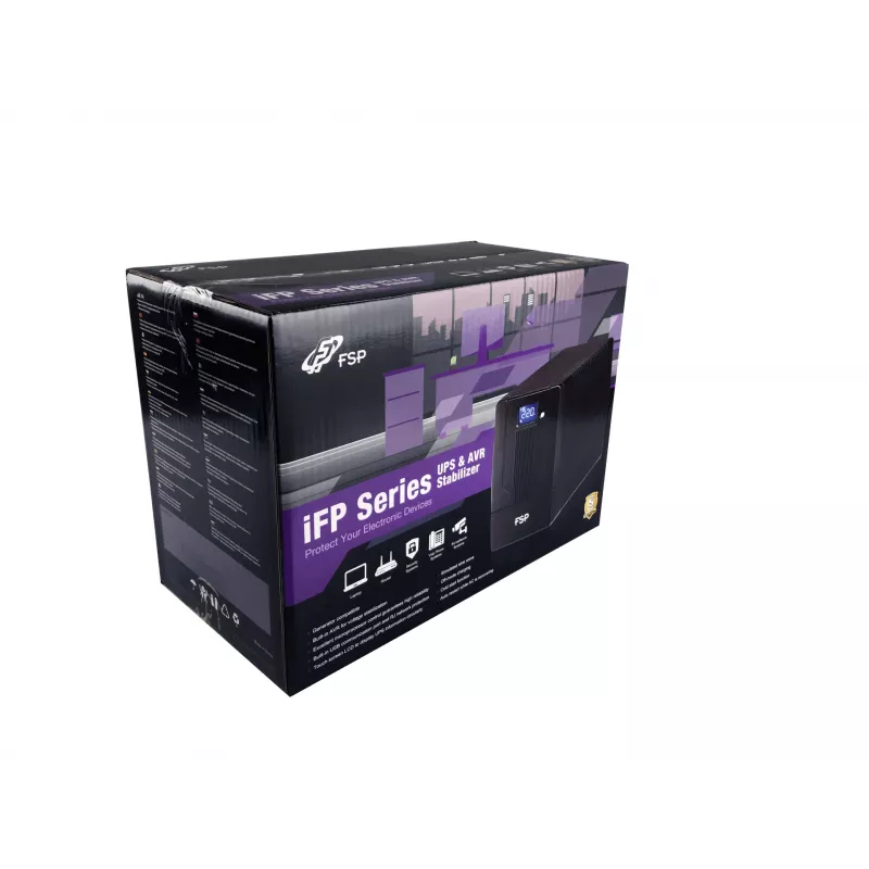 FSP iFP 600 PPF3602700 Line-Interactive-USV, 600 VA, 360 W, 2 Schuko-Steckdosen, LCD, USB