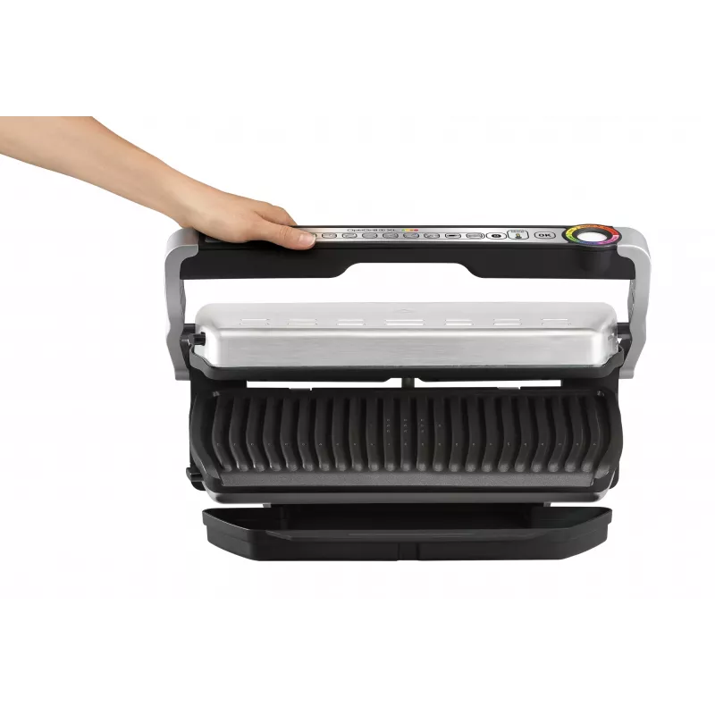 Tefal OptiGrill+ XL GC724D Kontaktgrill, 2000 W, 9 Programme, 800 cm², Schwarz/Metallisch
