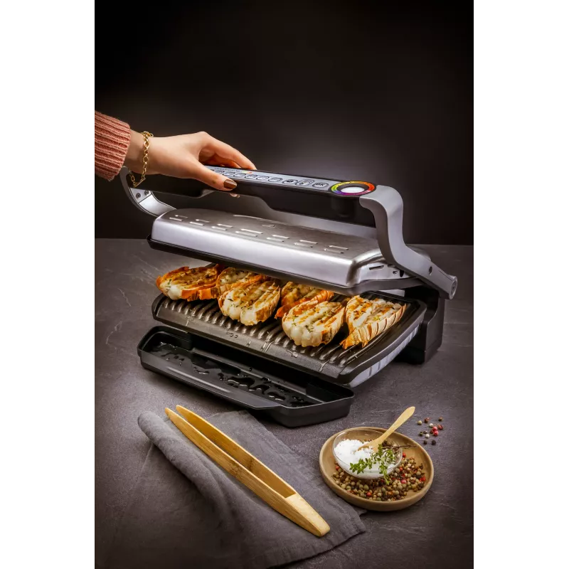 Tefal OptiGrill+ XL GC724D Kontaktgrill, 2000 W, 9 Programme, 800 cm², Schwarz/Metallisch