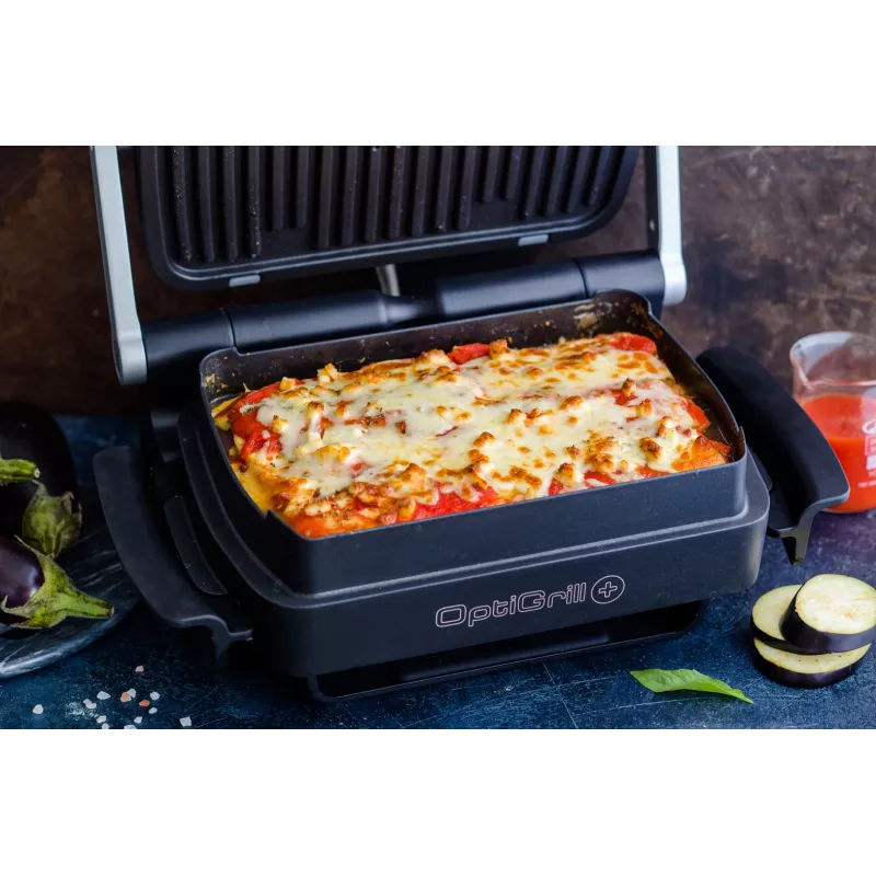 Tefal OptiGrill+ XL GC724D Kontaktgrill, 2000 W, 9 Programme, 800 cm², Schwarz/Metallisch
