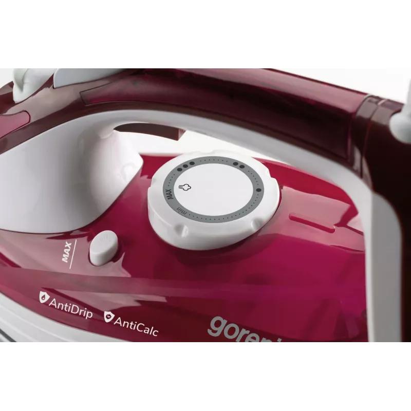 Gorenje SIH3000RBC Dampfbügeleisen, 3000 W, Keramiksohle, 350 ml Wassertank, 40 g/min Dampf, 1,6 kg, Rot/Weiß