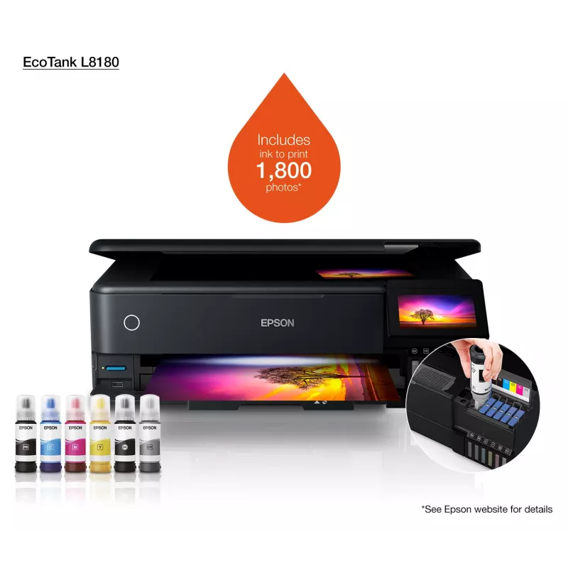 Multifunktions-Tintenstrahldrucker Epson EcoTank L8180 — A3+, Farbe, 5760x1440 DPI, 32 ppm, Duplex, Wi‑Fi, Ethernet
